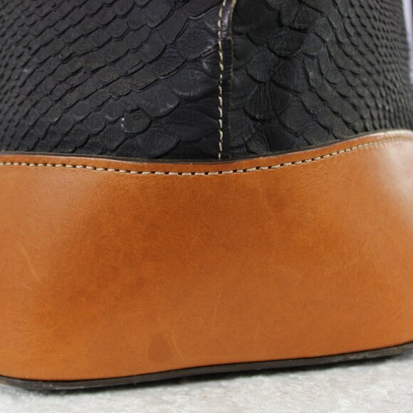 Dooney & Bourke Python Embossed Leather Tote – Black/Tan Trim - Picture 13 of 17